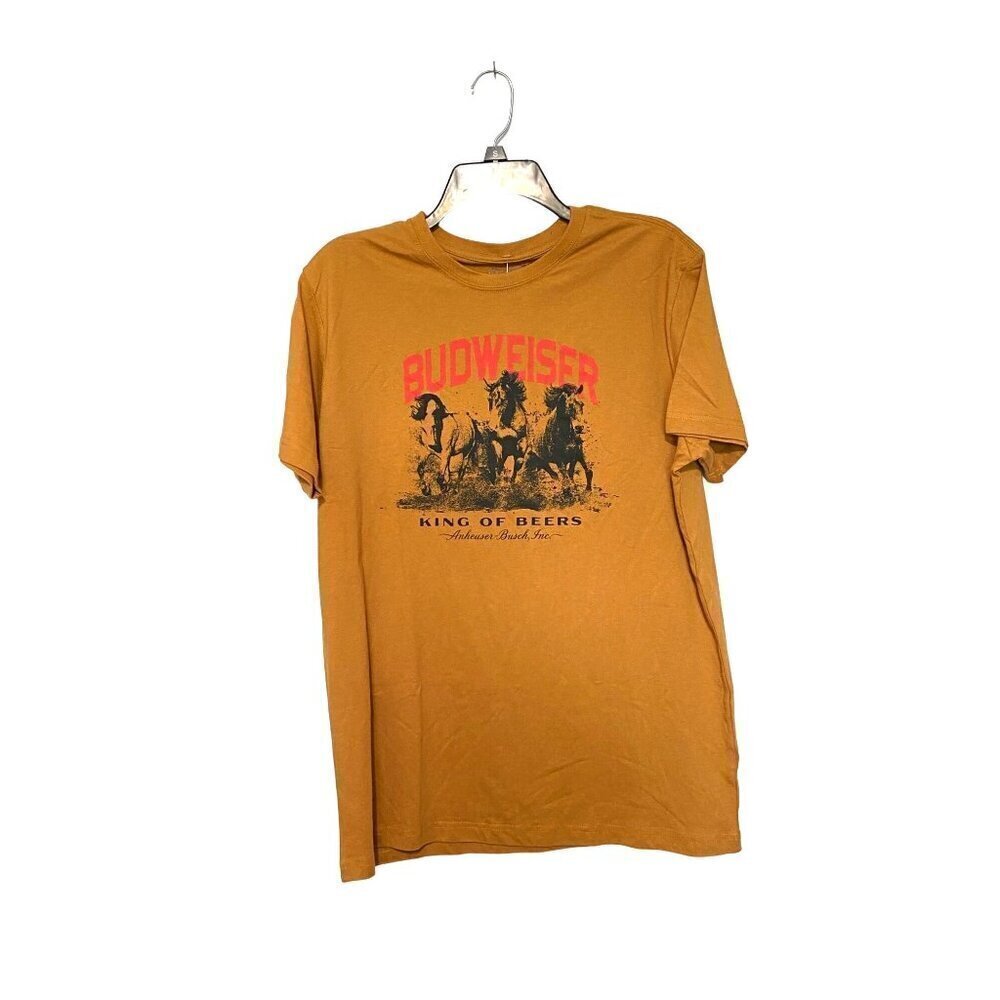 Budweiser King of‎ Beers Tee Shirt Men's Size Large Short Sleeves Camel NWT
